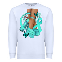 White Ovarian Cancer diva teal ribbon Premium Sweatshirt - NancyCooperArtShop