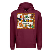 Burgundy jesus flannel's pumpkins blessings Premium Hoodie - TumblerDesignByShophia