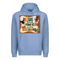 Colony Blue jesus flannel's pumpkins blessings Premium Hoodie - TumblerDesignByShophia