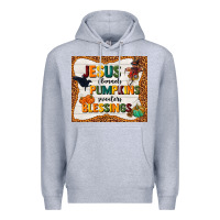 Heather Grey jesus flannel's pumpkins blessings Premium Hoodie - TumblerDesignByShophia