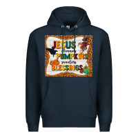 Navy jesus flannel's pumpkins blessings Premium Hoodie - TumblerDesignByShophia
