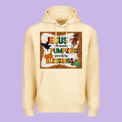 Jesus Flannel's Pumpkins Blessings Premium Hoodie Designed By Tumblerdesignbyshophia