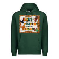 Sports Green jesus flannel's pumpkins blessings Premium Hoodie - TumblerDesignByShophia