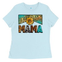 Baby Blue mama sunflower junkie Ladies Tee - Zillion Design Studio