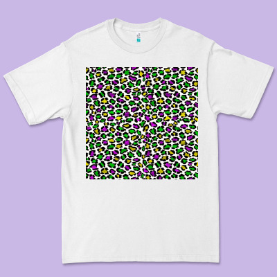 Mardi Gras Leopard  Seamless Pattern Premium Tee Designed By Fadigitalartstudio