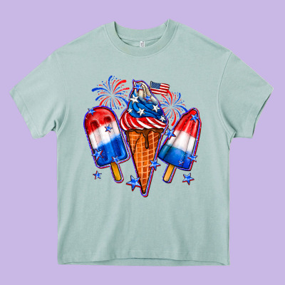 4th Of July Ice Creams Heavy Core Tee Designed By Neo Western
