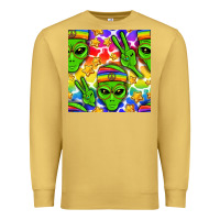 Antique Gold Pride LGBTQ+ aliens and stars with rainbow Premium Sweatshirt - NancyCooperArtShop