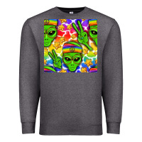 Charcoal Heather Pride LGBTQ+ aliens and stars with rainbow Premium Sweatshirt - NancyCooperArtShop