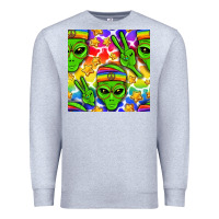 Heather Grey Pride LGBTQ+ aliens and stars with rainbow Premium Sweatshirt - NancyCooperArtShop