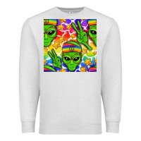 Oatmeal Heather Pride LGBTQ+ aliens and stars with rainbow Premium Sweatshirt - NancyCooperArtShop