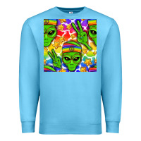 Ocean Blue Pride LGBTQ+ aliens and stars with rainbow Premium Sweatshirt - NancyCooperArtShop