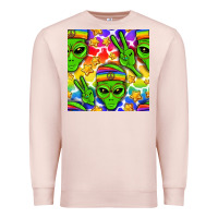 Pale Pink Pride LGBTQ+ aliens and stars with rainbow Premium Sweatshirt - NancyCooperArtShop