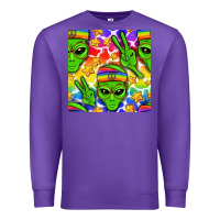 Purple Pride LGBTQ+ aliens and stars with rainbow Premium Sweatshirt - NancyCooperArtShop