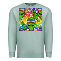 Seafoam Pride LGBTQ+ aliens and stars with rainbow Premium Sweatshirt - NancyCooperArtShop