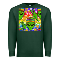 Sports Green Pride LGBTQ+ aliens and stars with rainbow Premium Sweatshirt - NancyCooperArtShop
