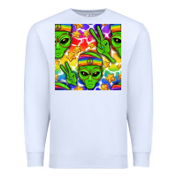 White Pride LGBTQ+ aliens and stars with rainbow Premium Sweatshirt - NancyCooperArtShop