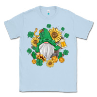 Dusty Blue st patrick's day shamrock sunflowers gnome Classic Tee - MaliasSmallBusiness