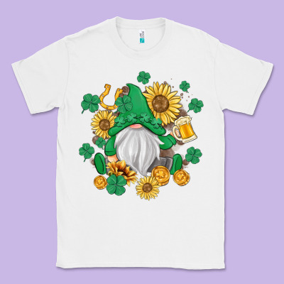 St Patrick's Day Shamrock Sunflowers Gnome Classic Tee Designed By Maliassmallbusiness