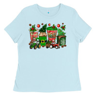 Baby Blue christmas tractor coffee cups Ladies Tee - texasbilliewilder