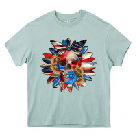 Arona 4th of July sunflower skull 4th of july Heavy Core Tee - CowGirlArtShop