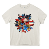 Cream 4th of July sunflower skull 4th of july Heavy Core Tee - CowGirlArtShop