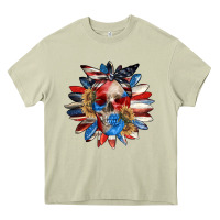 Mossy 4th of July sunflower skull 4th of july Heavy Core Tee - CowGirlArtShop