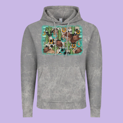 Cactus Cowboy Hat Background Vintage Hoodie Designed By Adodesignshop
