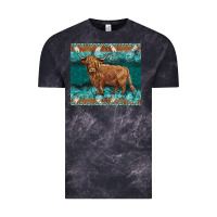 Cloud Black turquoises gemstones cowhide highland cow Vintage Tee - BarkalooDesign