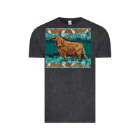 Vintage Black turquoises gemstones cowhide highland cow Vintage Tee - BarkalooDesign