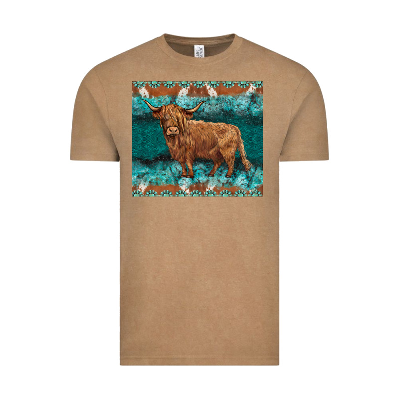 Turquoises Gemstones Cowhide Highland Cow Vintage Tee by BarkalooDesign | Teevron