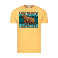 Vintage Mustard turquoises gemstones cowhide highland cow Vintage Tee - BarkalooDesign