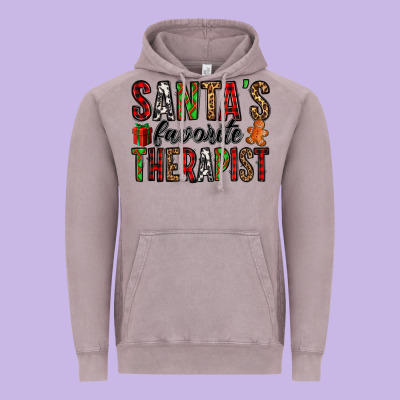 Santa's Favorite Therapist Vintage Hoodie Designed By Jasminsmagicworld