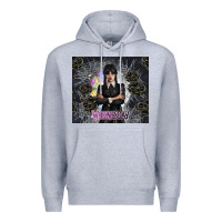 Heather Grey gothic girl with black rose Premium Hoodie - TumblerDesignByShophia