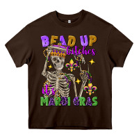 Chocolate Brown bead up bitches it's mardi gras skeleton Heavy Core Tee - FaDigitalArtStudio