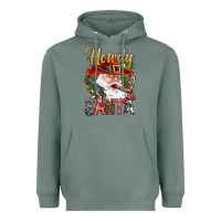 Sage Howdy Santa Heavyweight Hoodie - NancyCooperArtShop