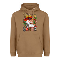 Toasted Coconut Howdy Santa Heavyweight Hoodie - NancyCooperArtShop