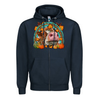 Navy Fall Cow Rainbow Zipper Hoodie - LillyAllenDesigns