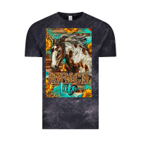 Cloud Black Western Ranch Life Mustang Horse Vintage Tee - LillyAllenDesigns