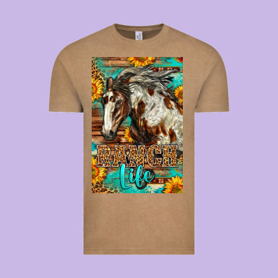 Western Ranch Life Mustang Horse Vintage Tee Designed By Lillyallendesigns