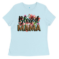 Baby Blue flowers blessed mama Ladies Tee - Zillion Design Studio