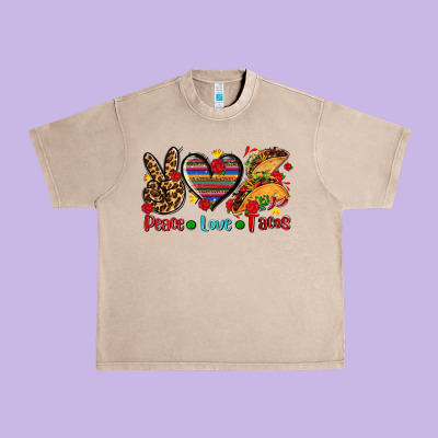 Peace Love Tacos Urban Heavy Tee Designed By Adodesignshop