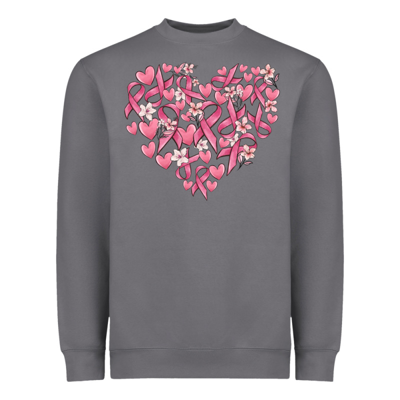 Breast Cancer Awareness Heart Heavyweight Sweatshirt by MaliasSmallBusiness | Teevron