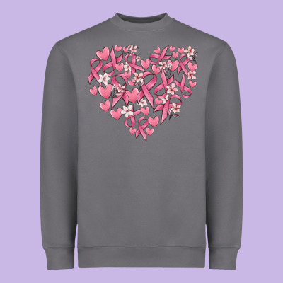 Breast Cancer Awareness Heart Heavyweight Sweatshirt Designed By Maliassmallbusiness