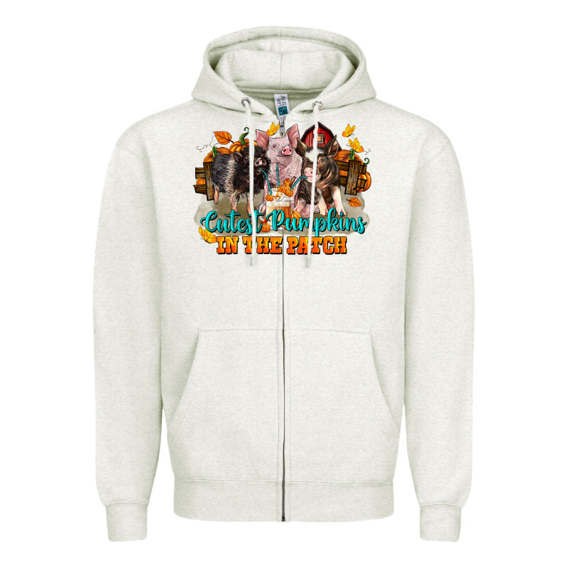 Fall Cutest Pumpkin In The Patch Pig Zipper Hoodie by LillyAllenDesigns | Teevron