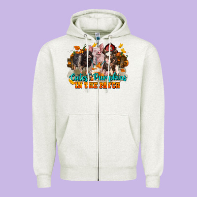 Fall Cutest Pumpkin In The Patch Pig Zipper Hoodie Designed By Lillyallendesigns