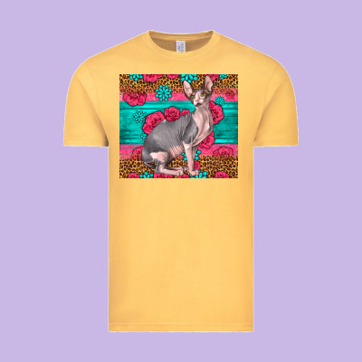 Pink Glitter And Roses Sphynx Cat Vintage Tee Designed By Lillyallendesigns