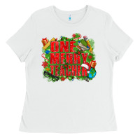 White one merry teacher Ladies Tee - texasbilliewilder
