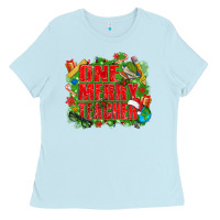 Baby Blue one merry teacher Ladies Tee - texasbilliewilder