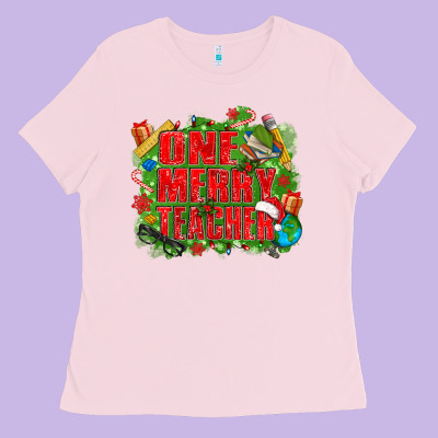 One Merry Teacher Ladies Tee Designed By Texasbilliewilder