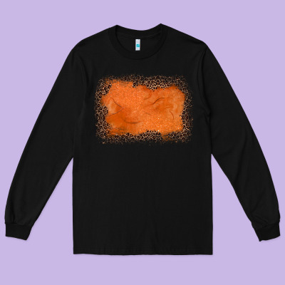 Gemstone Orange Leopard Background Long Sleeve Tee Designed By Jahusdesignshop